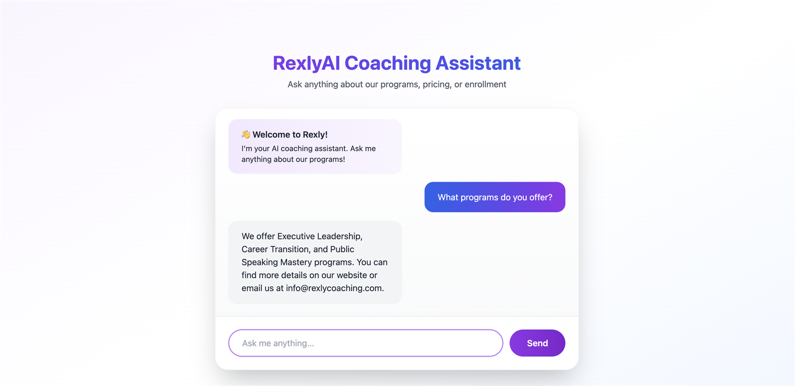 Rexly Chatbot screenshot 1
